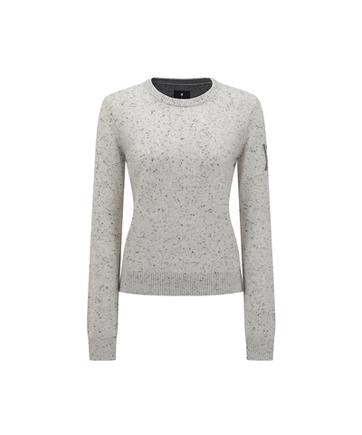 Women's Cashmere Round Sweater - Melange Grey