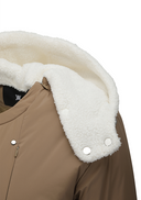 Women's Detachable Hood Padded Anorak - Camel