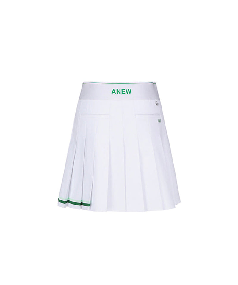 Women's Logo Band Pleats Skirt - White