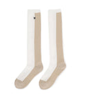 Women's Color Block Over Knee Socks - Off-White