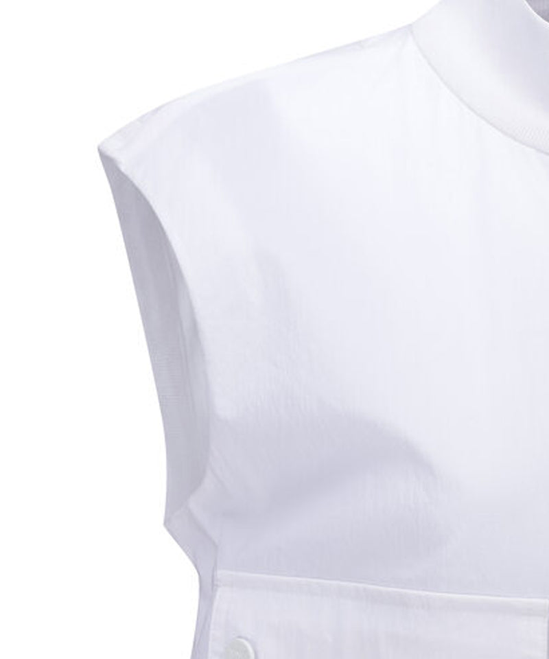 Women's Woven Mixed Knit Vest - White