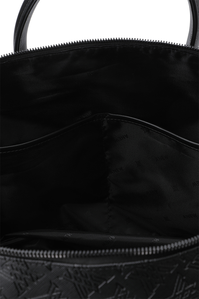 Uni Logo Intaglio Boston Bag - Black
