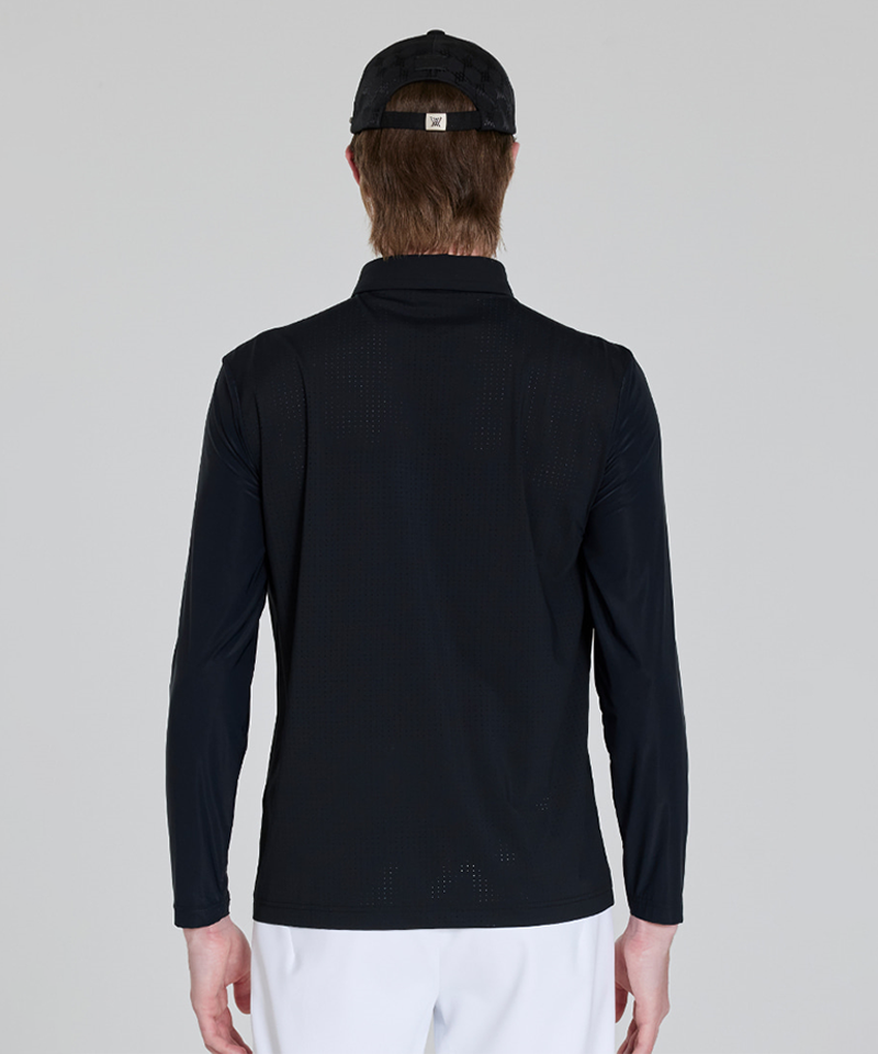 Men's SM Back Air Dot Long T-Shirt - Black