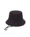 Unisex Flower Pattern Reversible Bucket Hat - Black