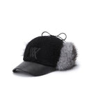 Women's Boucle Leather Cap - Black