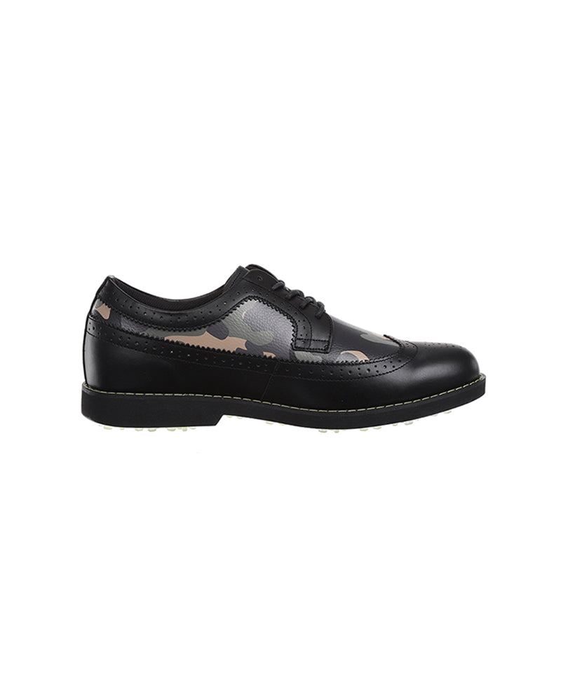 Women's Camo Wing-Tip Brog Shoes - Black