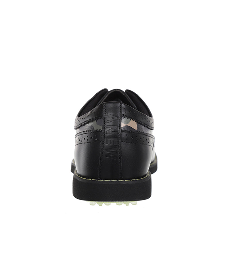 Women's Camo Wing-Tip Brog Shoes - Black