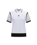 Women Shoulder Mesh Point Short T-Shirt - White