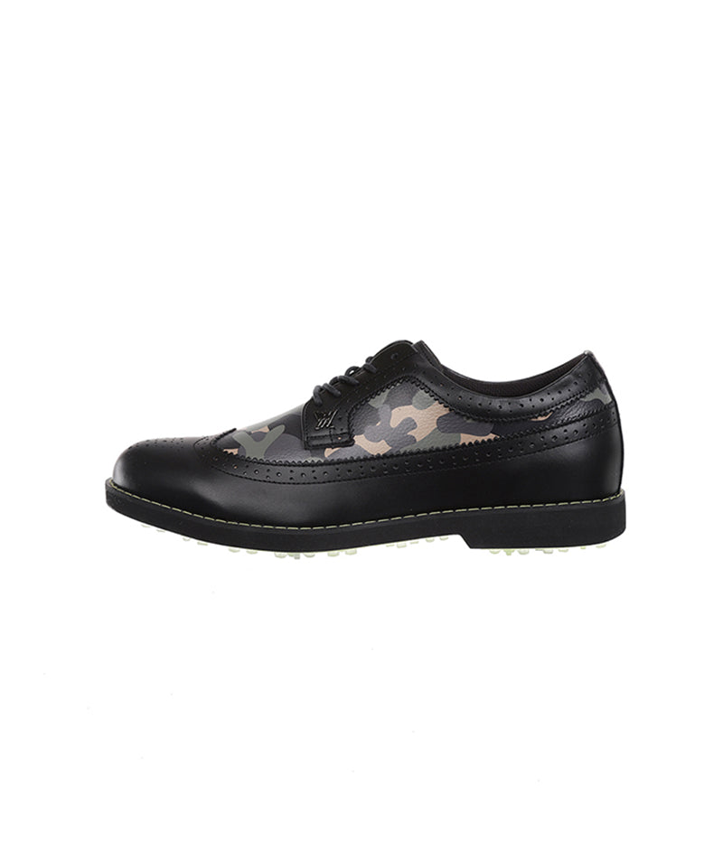 Women's Camo Wing-Tip Brog Shoes - Black