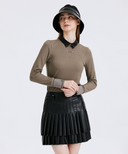 [Signature] Women's Stripe Textured L/TS - Light Brown