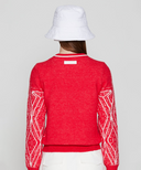 Women's WI Fuzzy Logo Point Sweater - Red