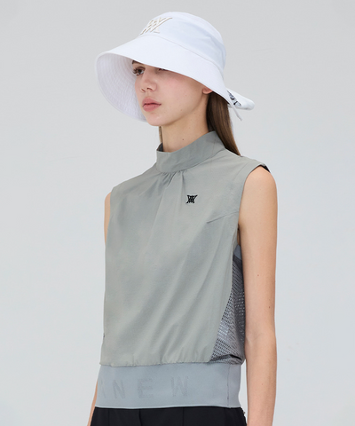 Women's Back Zip Mock Neck Vest - Khaki