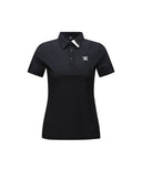 Women's Collar Point Back Ventilation Short T-Shirt - Black
