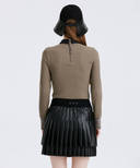 [Signature] Women's Stripe Textured L/TS - Light Brown