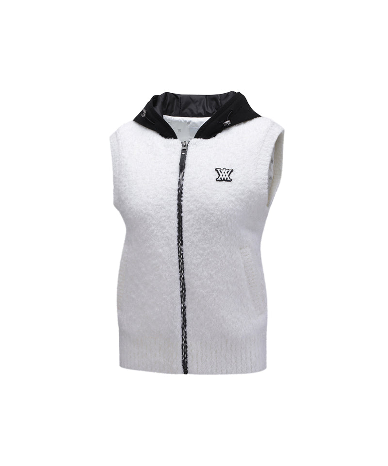 ANEW GOLF Women Hoodie Knit Zip-Up Vest - White – Anew Golf USA