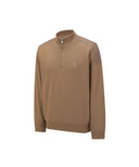 Men's Textured Windproof Half Zip Sweater - Camel