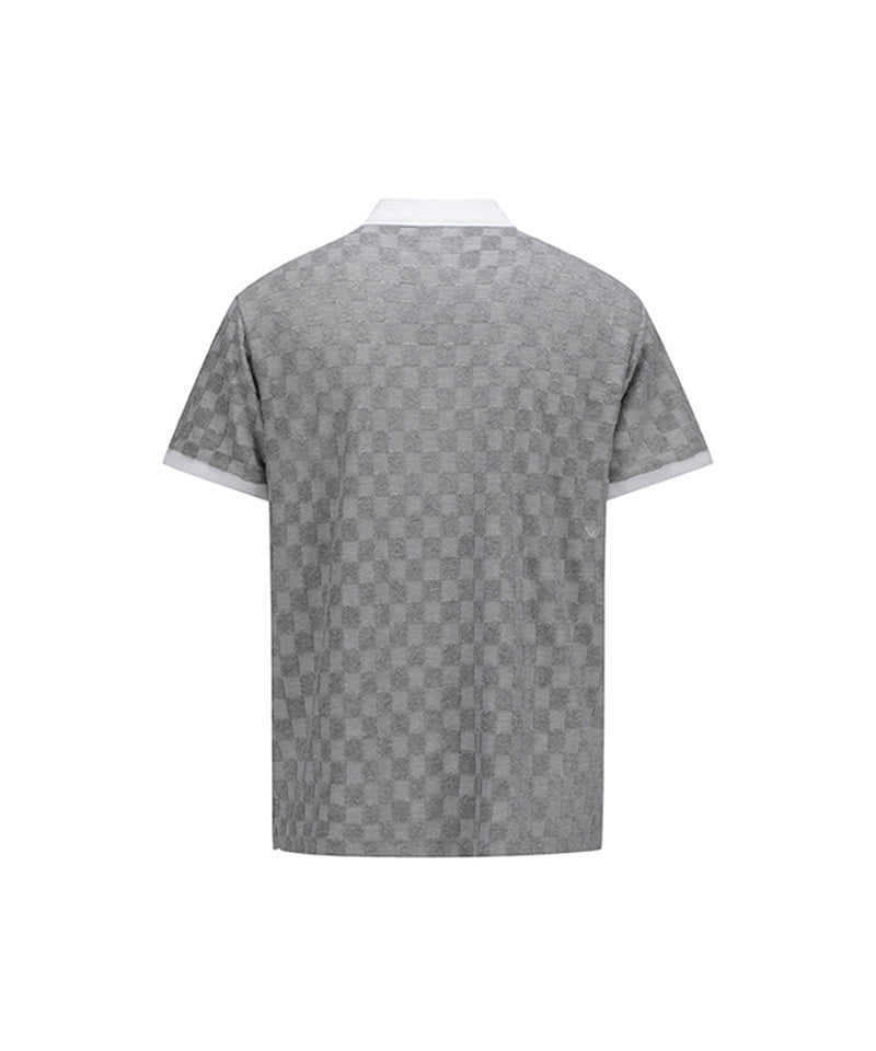 ANEW Golf Men's Terry Check Block Short T-Shirt - Gray