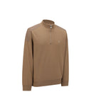 Men's Textured Windproof Half Zip Sweater - Camel