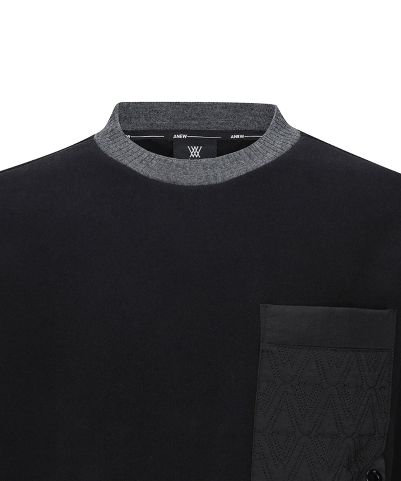 ANEW Golf Men's Quilting Logo Point MTM - Black