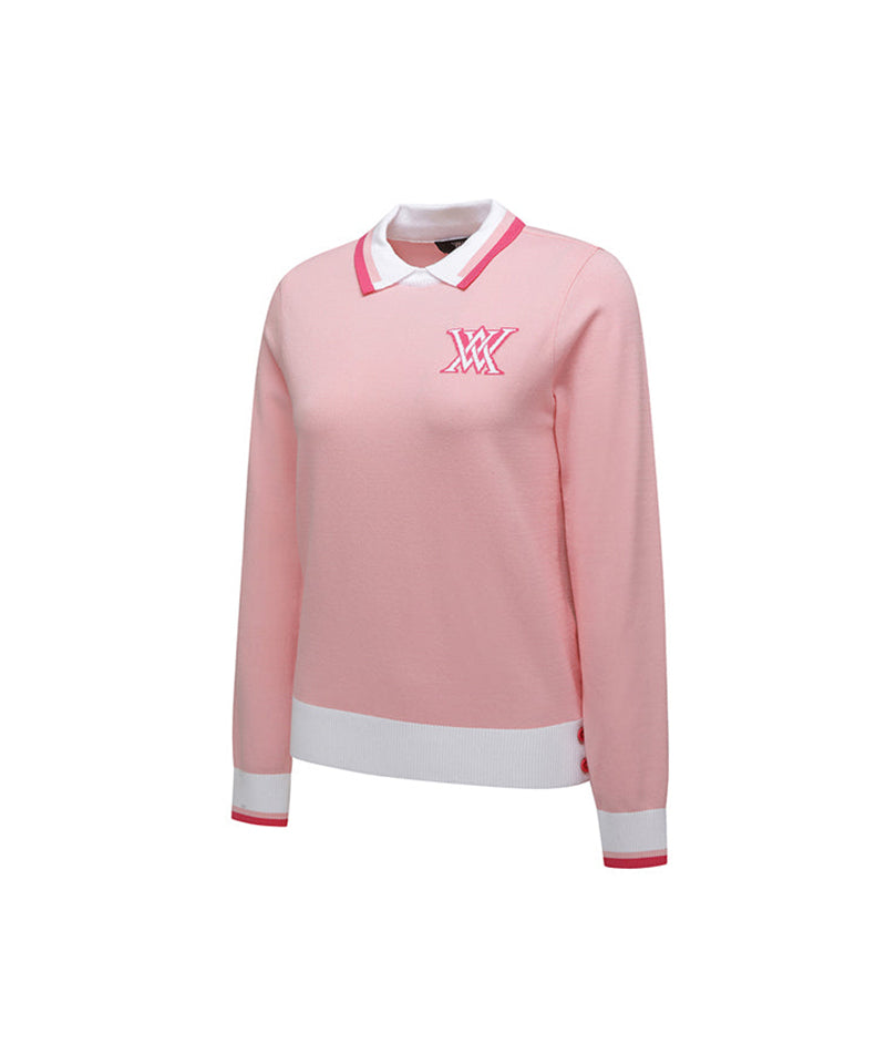 [Legacy Sale] Women's Logo Combination Pastel Sweater - Light Pink