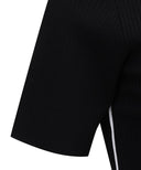 ANEW Golf Women's SM Stripe Texture Short Sleeve Sweater - Black