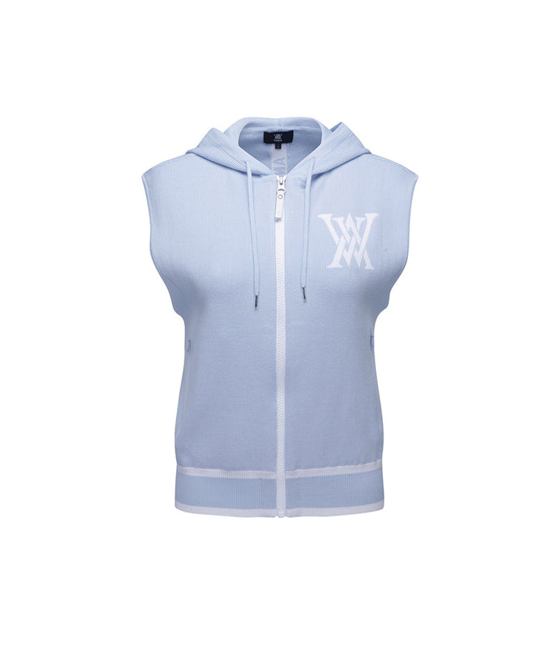 Women's Logo Point Hoodie Vest - Sky Blue