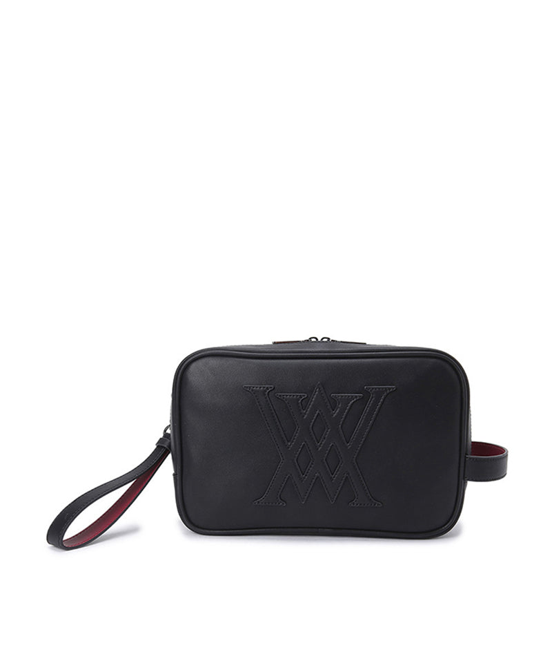 Leather Patch Logo Pouch_BK