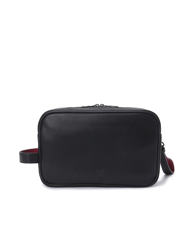 Leather Patch Logo Pouch_BK