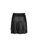 Women's Faux Leather Double Pleats SQ - Black
