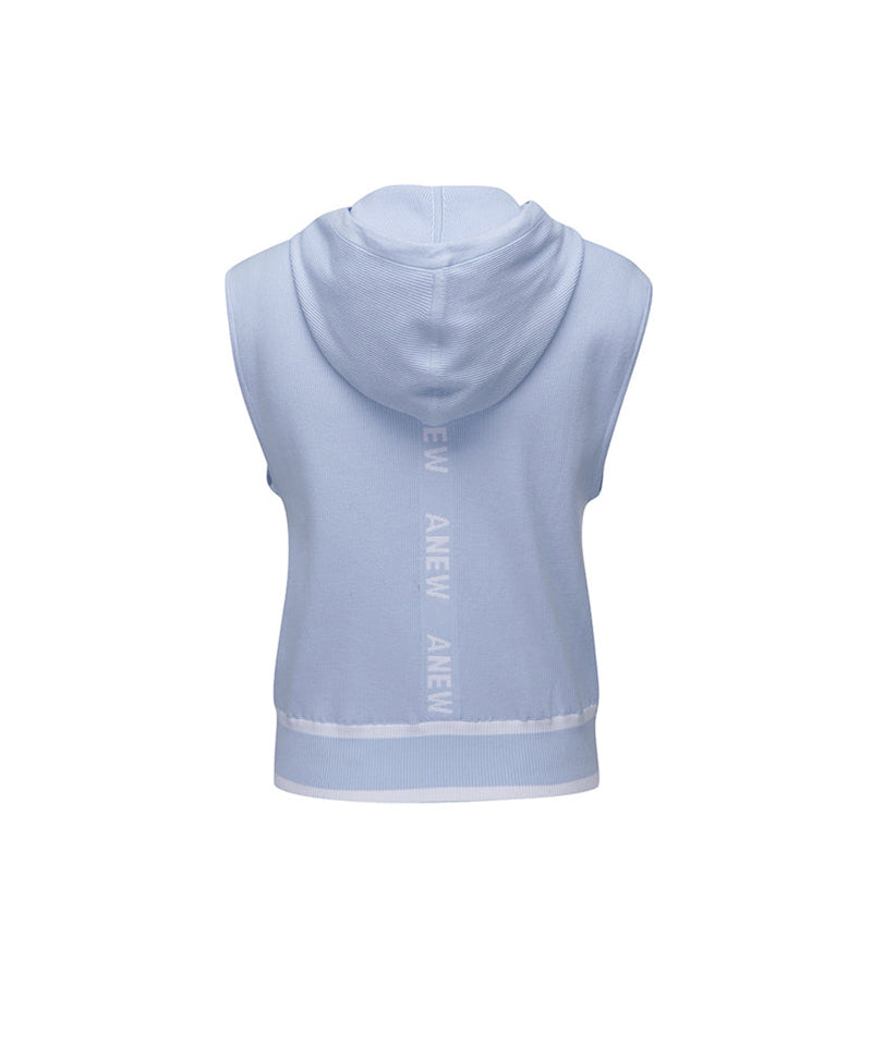 Women's Logo Point Hoodie Vest - Sky Blue