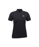 Women High Neck Zipper  Point Shot T-Shirt - Black