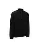 Men's Textured Windproof Half Zip Sweater - Black