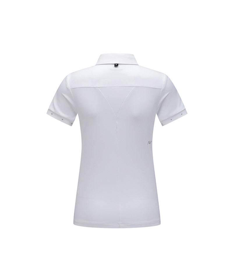 Women's Back Triangular Point Short T-Shirt - White
