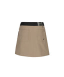 Women's Buckle Point A-Line Skirt - D/Beige