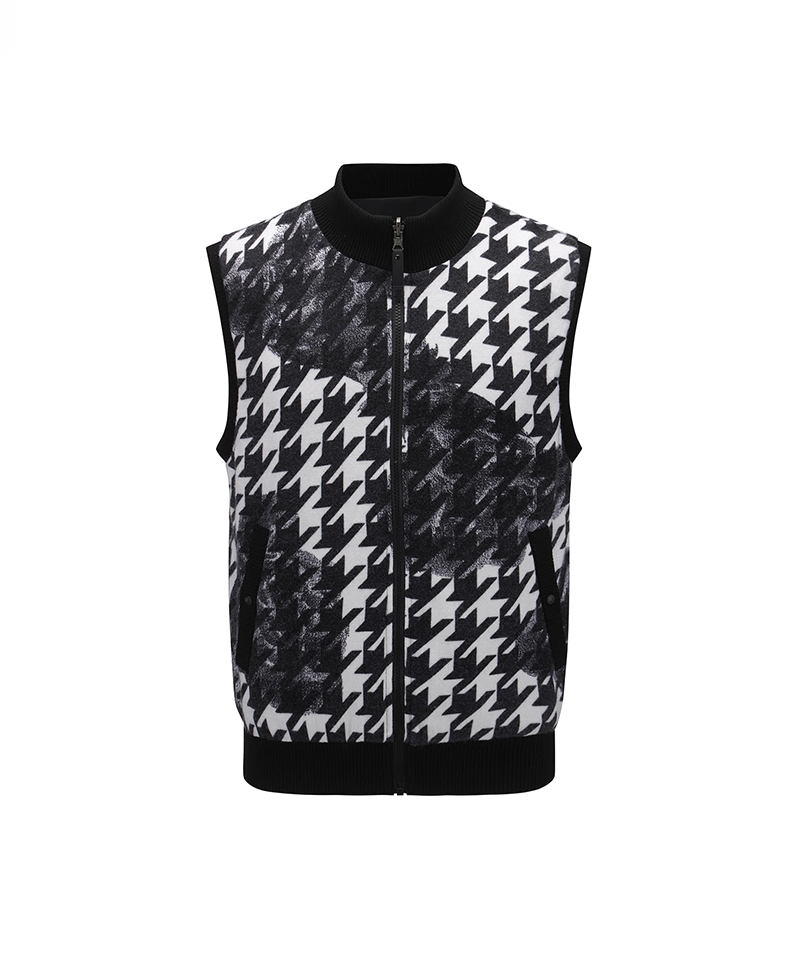 Men's FA Pattern Reversible Knit Vest - Black