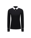 [Signature] Women's Stripe Textured L/TS - Black