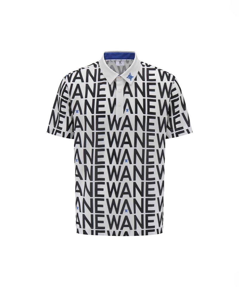 ANEW GOLF Men's SM Logo Pattern Short T-Shirt - Cream