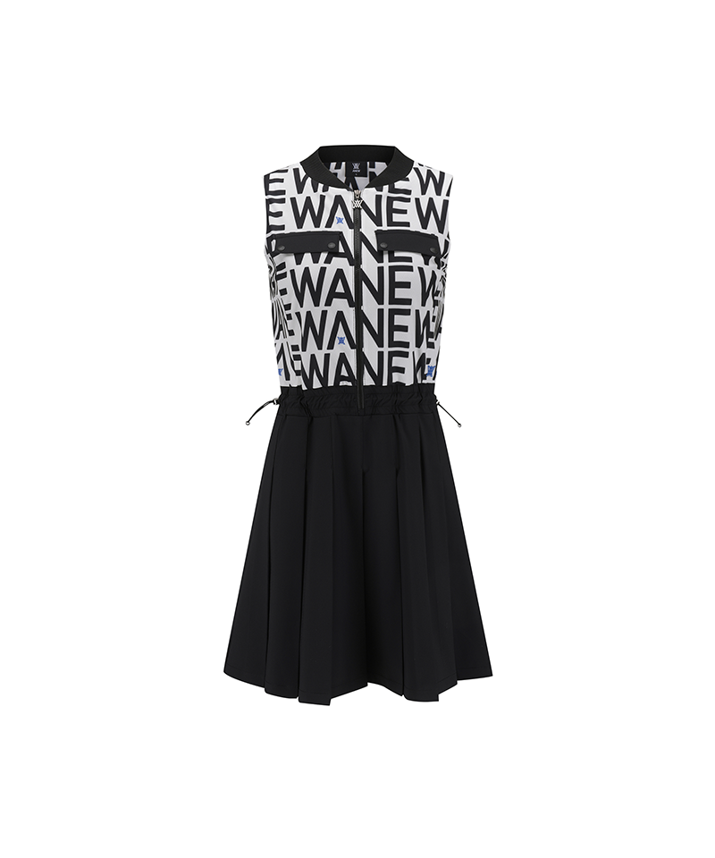 ANEW Golf Women's SM Logo Pattern Sleeveless Onepeice - Black
