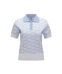 ANEW Golf Women's SM Logo Pattern Short Sleeve Sweater - White