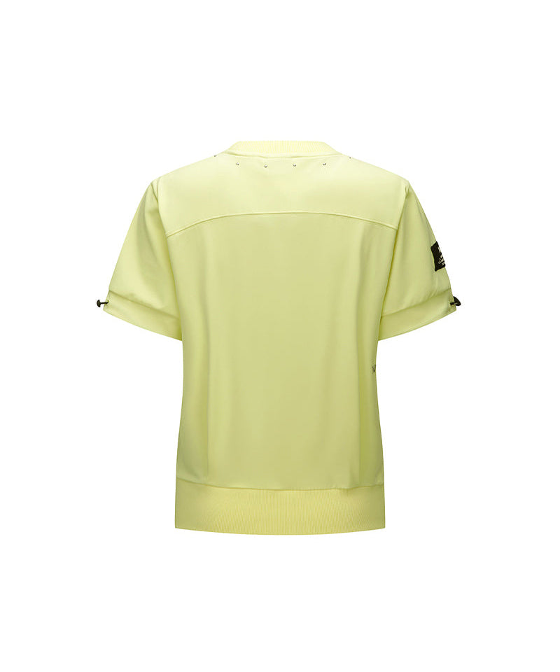 Women's Beads Point Crop Short Sleeve  T-Shirt - Yellow