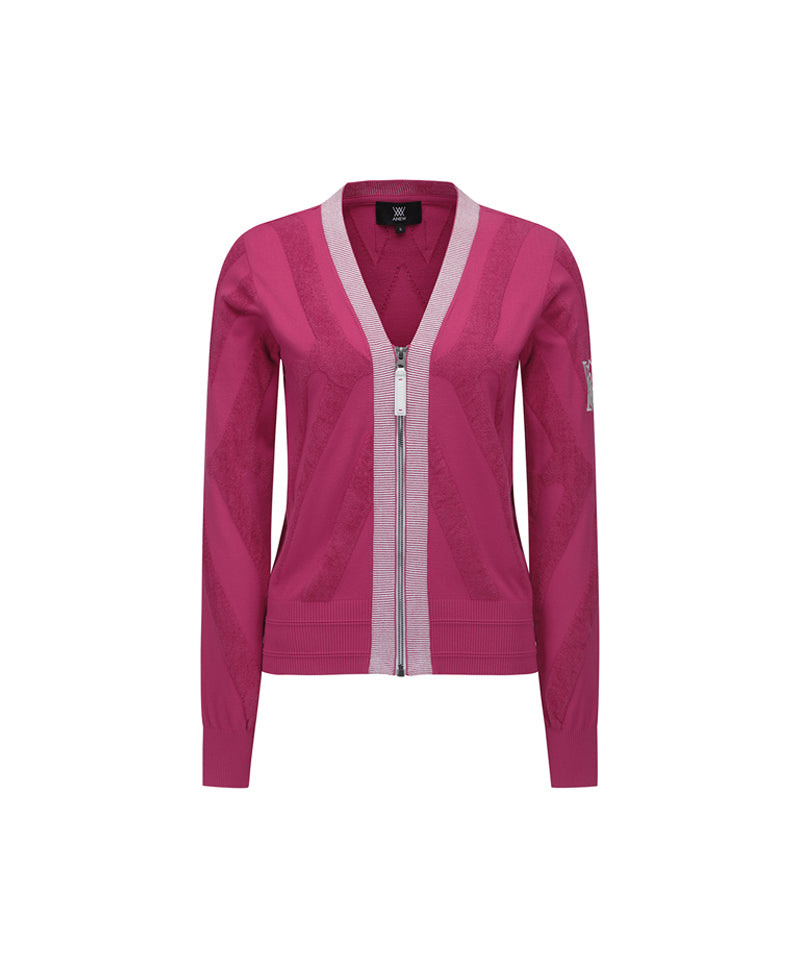 Women's Big Logo Intarsia Zip-Up Cardigan - Pink