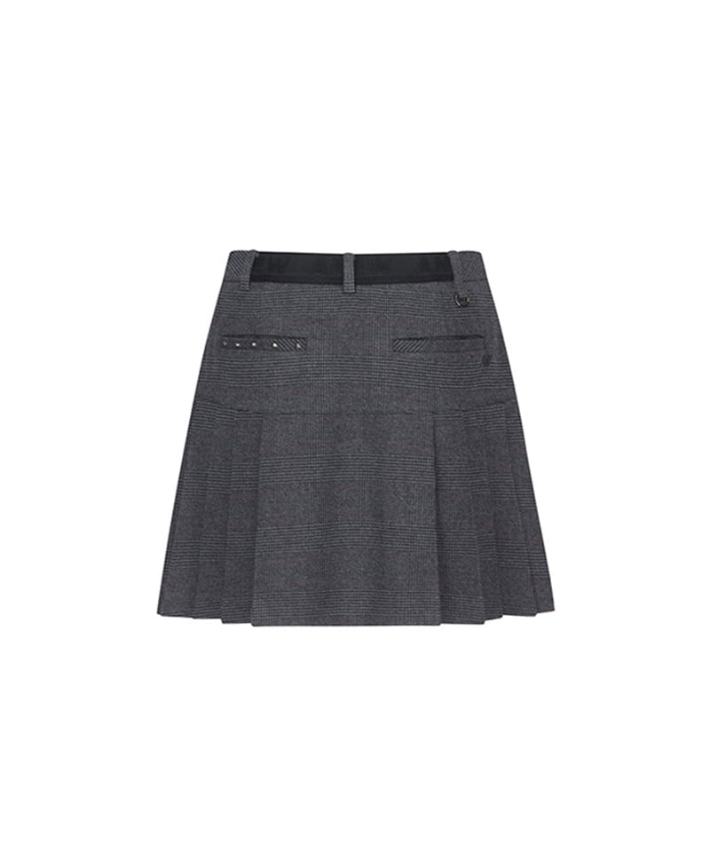 Women's Check Half Pleats SQ - Gray