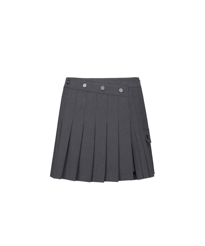 Women's Pleats Half Pants - Melange Gray