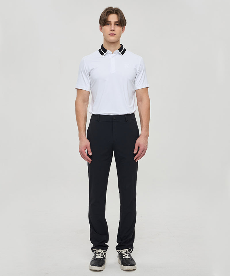 Men's Mesh Block Knit Collar Shot T-Shirt - White