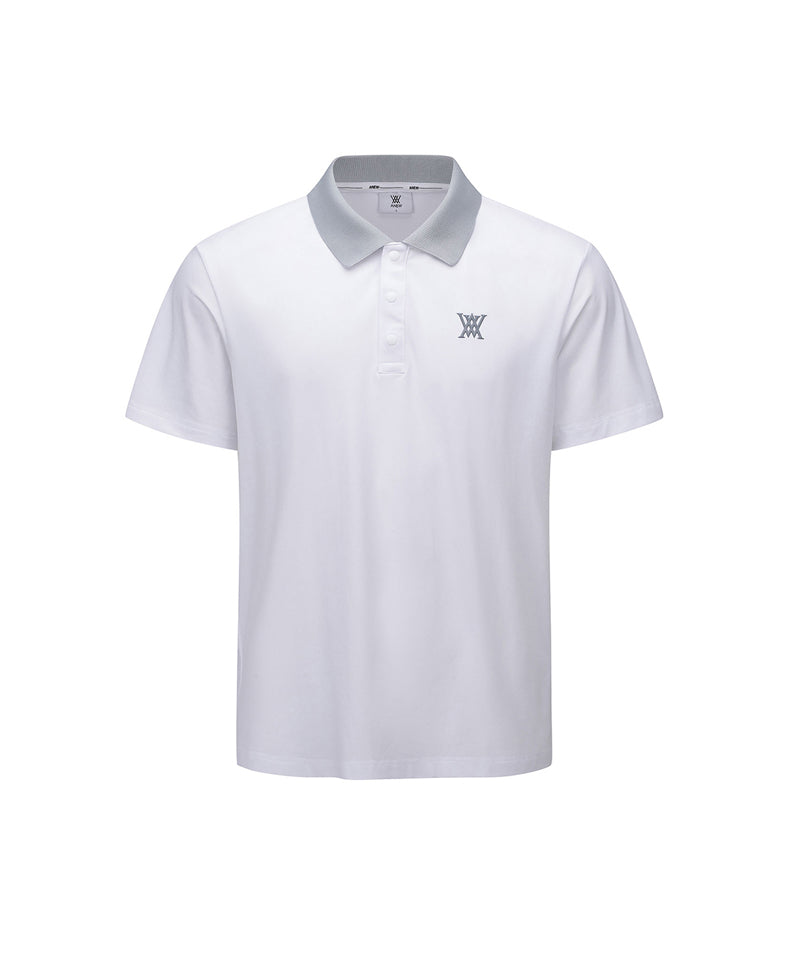 Men Collar Point Short T-Shirt - White