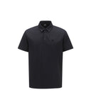 [Signature] Men's Crack Fabric Short T-Shirt - Black