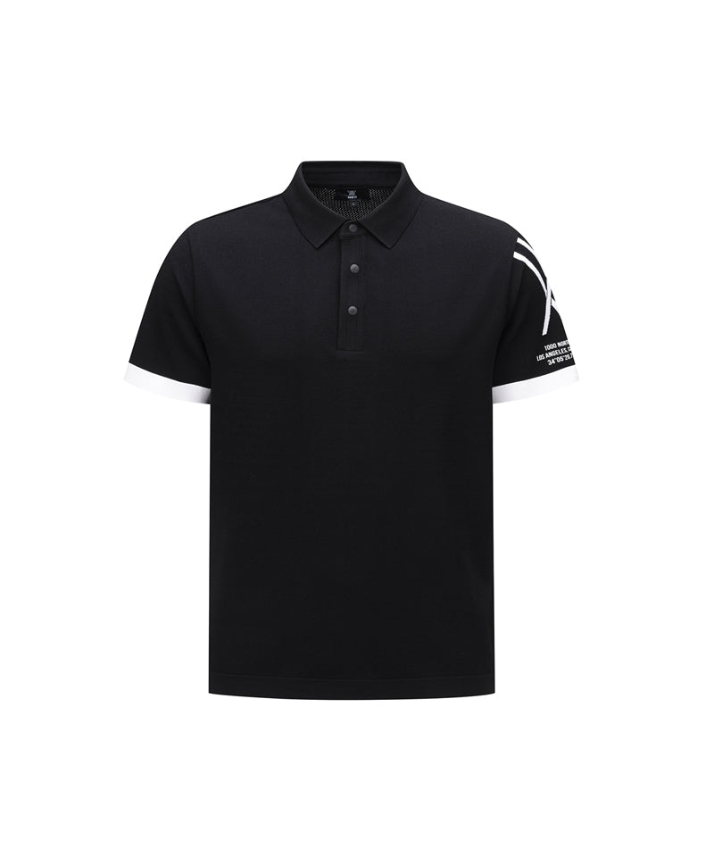 ANEW GOLF Men's SM Logo Point Short Sleeve Sweater - Black
