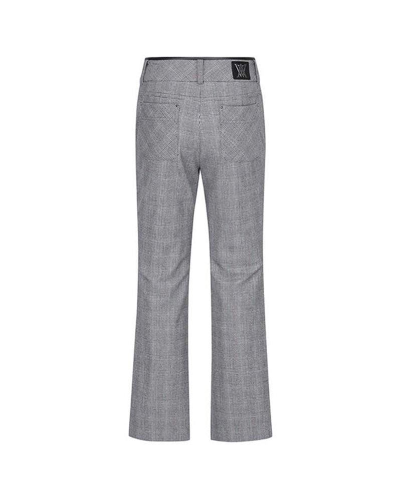 Women's Check Boots Cut Long Pants - Gray