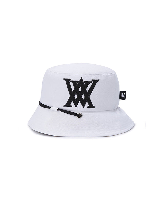 Unisex Big Logo Applique Bucket Hat -  White