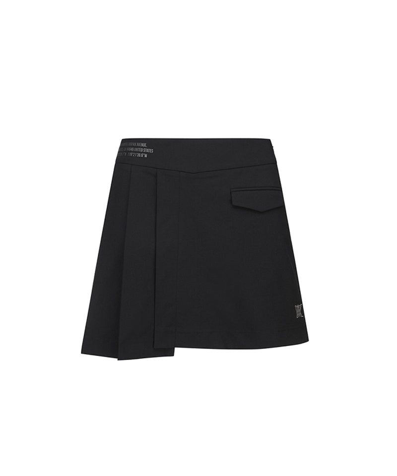 Women's Unbalanced Pleats Skirt - Black